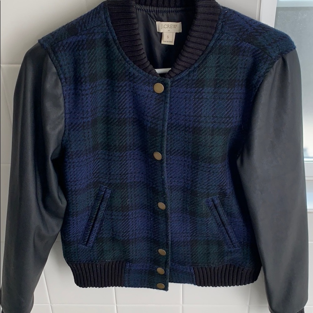 JCREW Plaid and Faux Leather Jacket